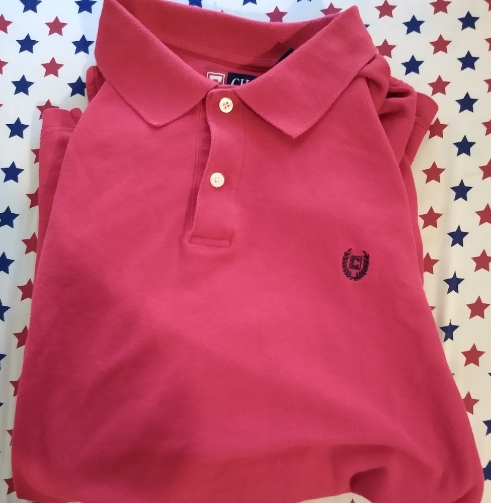 CHAPS POLO Shirt RED 1/2 BUTTONED TOP SZ:XL Short